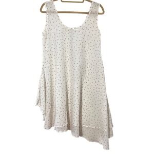 Crea Concept Tunic Dress White Polka Dot‎ Silk Asymmetric Ethereal Minimalist 38